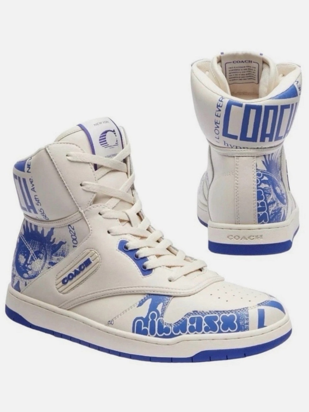 NEW Coach The Lil Nas X Drop CP996 High Top Women Sneaker Shoes, Chalk/Blue,